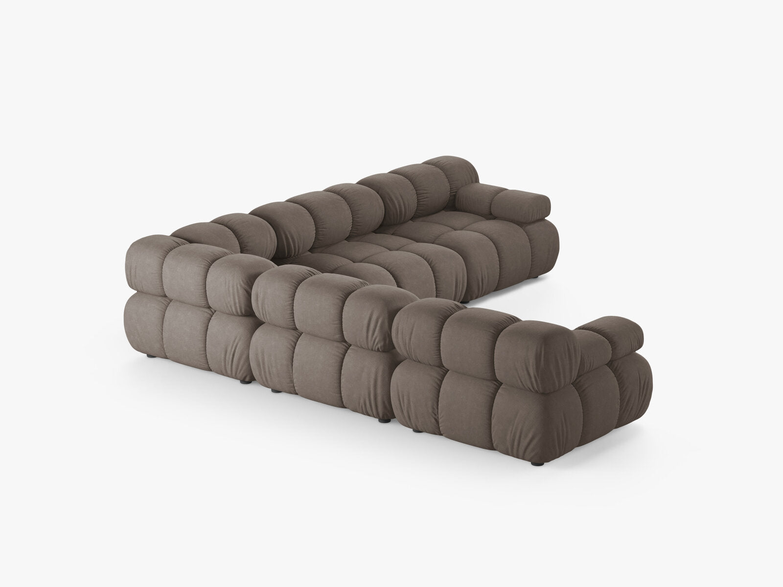 Micadoni Symmetrisches Ecksofa Bellis 5-Sitzer Strukturierter Stoff Liberty Cappuccino