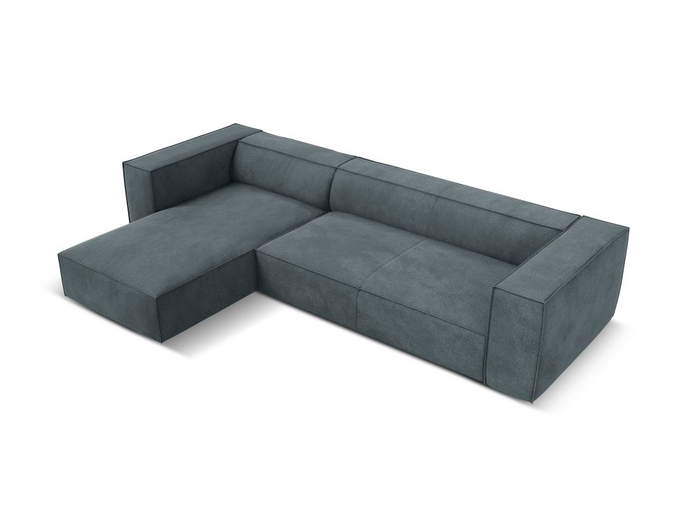 Cosmopolitan Design Ecksofa Turin 5-Sitzer Strukturierter Stoff Rosario Blaugrau Links