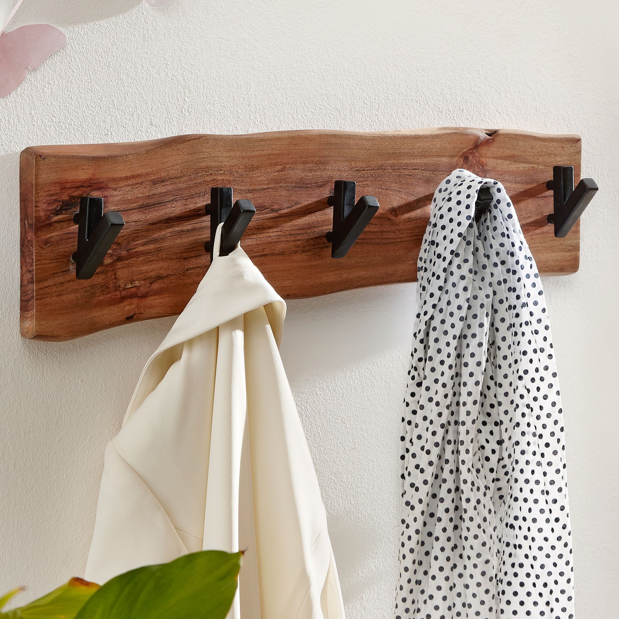 Wandgarderobe Runde Akazie Massivholz Braun 60 × 9 × 17 cm