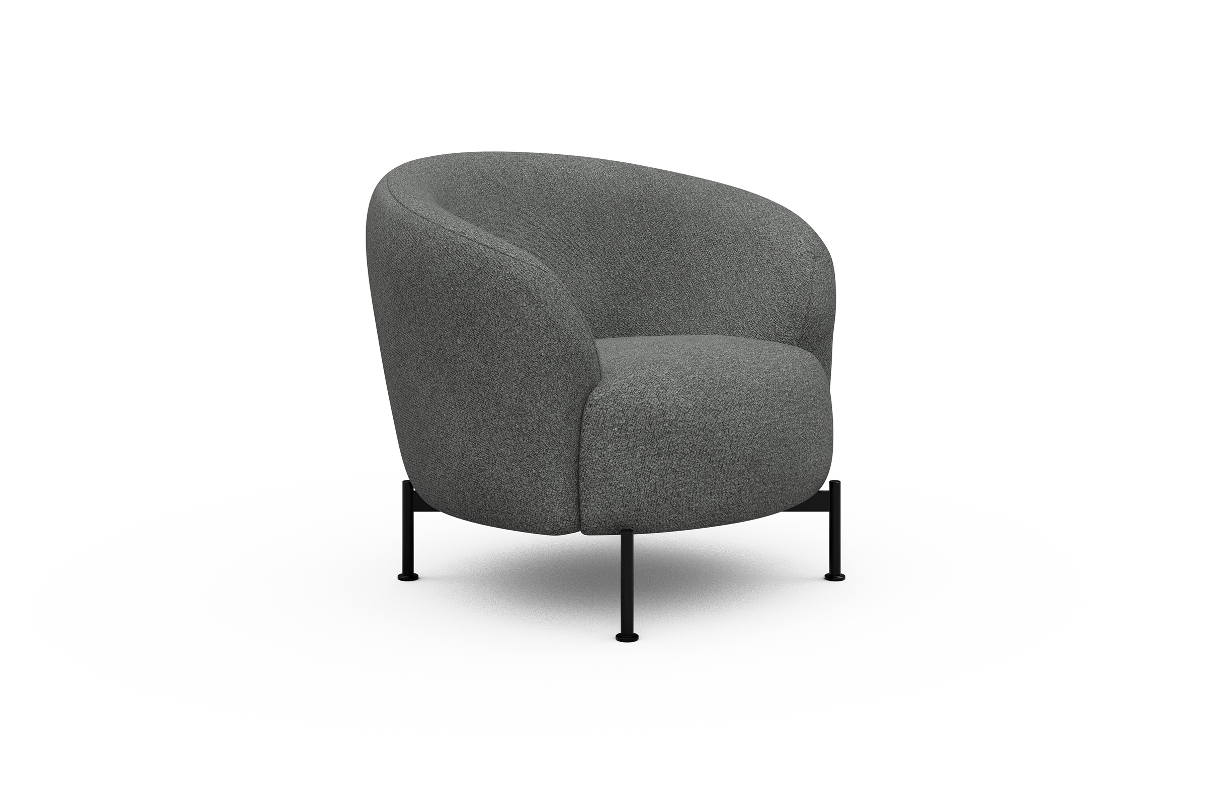 Sessel Ronda X-Metallgestell Schwarz Boucle-Ash-Grey