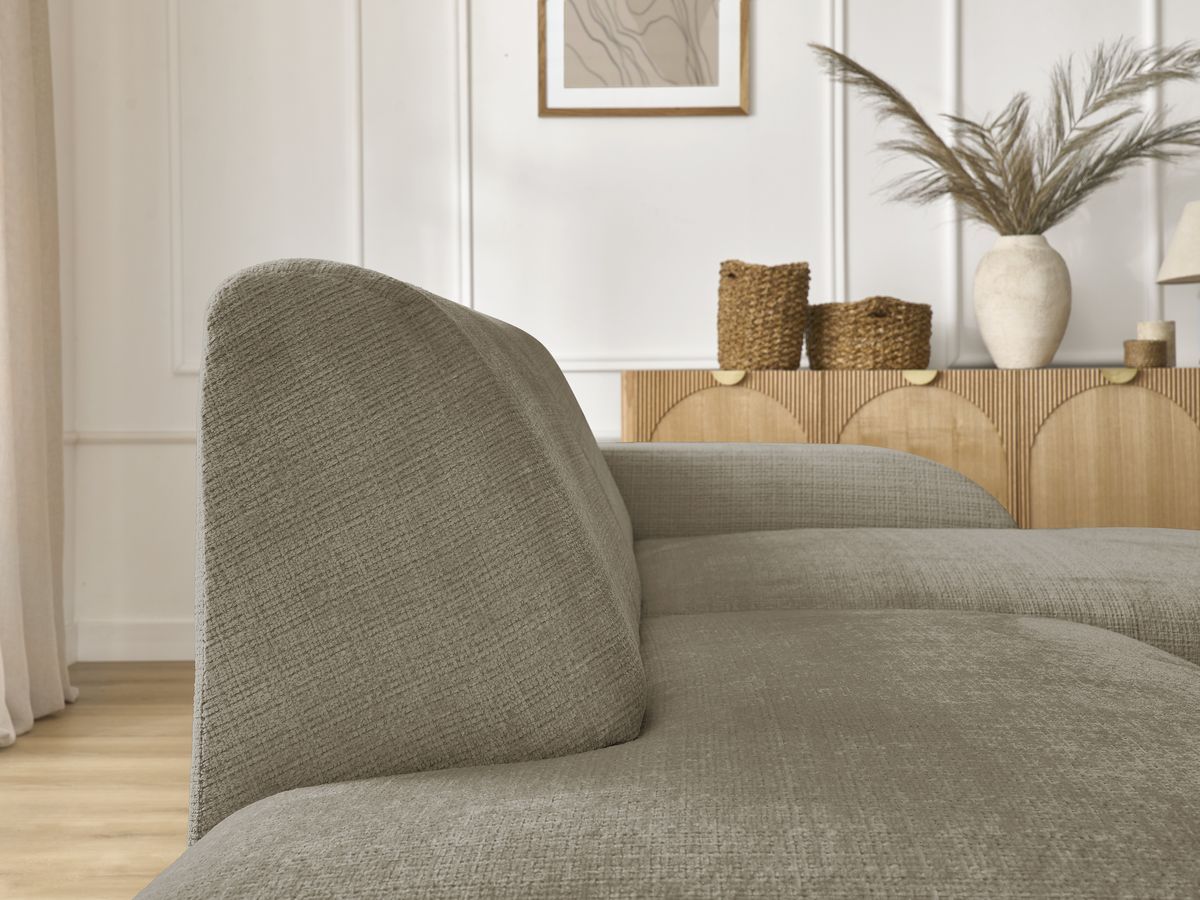 Bobochic Sirius Ecksofa 405 × 170 cm Strukturstoff Taupe Ecke rechts