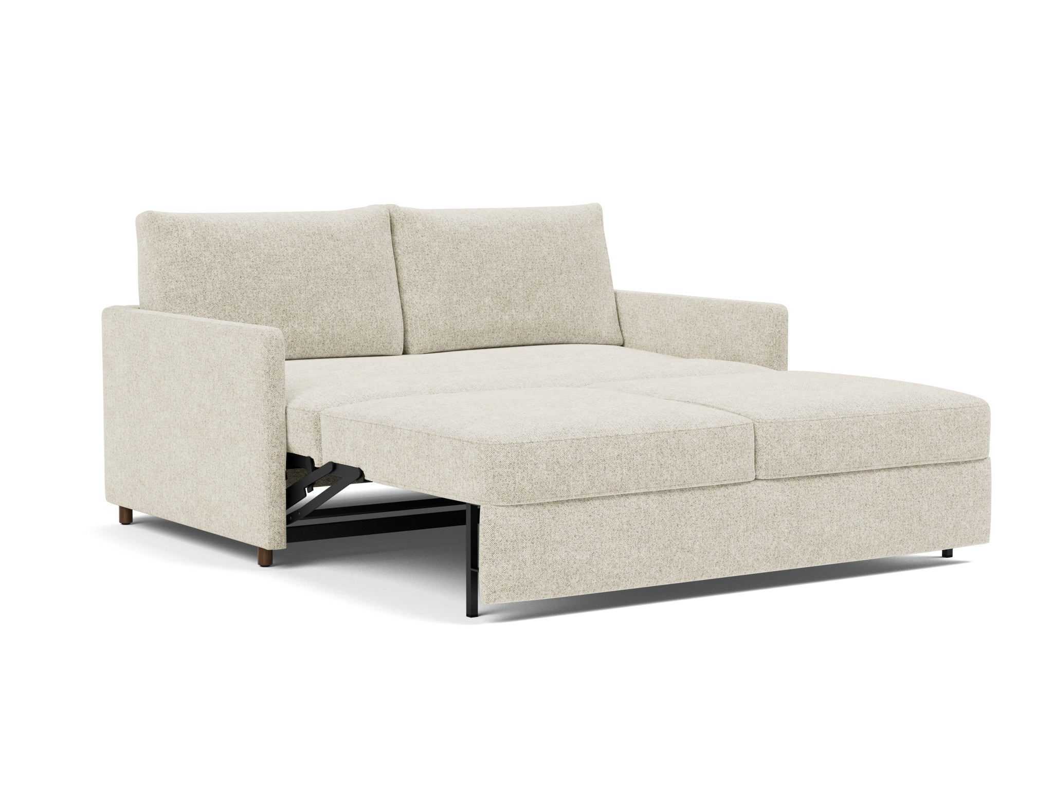Schlafsofa Neah mit Slim-Armlehnen 160 Strukturierter Stoff Taura 357-Off-White