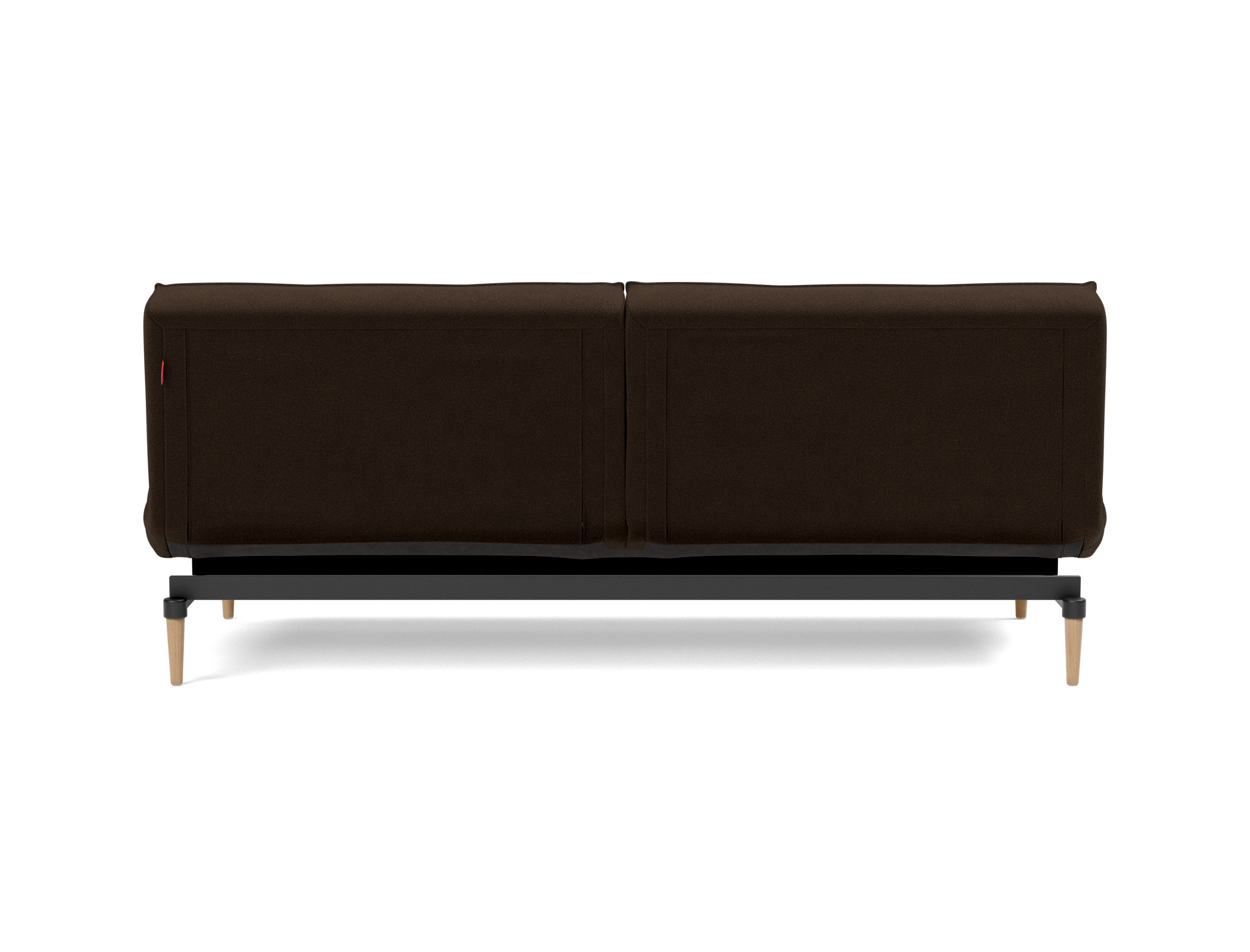 Schlafsofa Splitback Strukturierter Stoff Taura 358-Chocco Beine Styletto Eiche hell