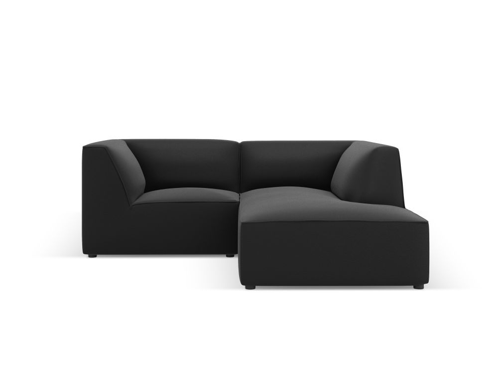 Cosmopolitan Design Ecksofa Siena 3-Sitzer Kunstleder Pacifico Schwarz Rechts