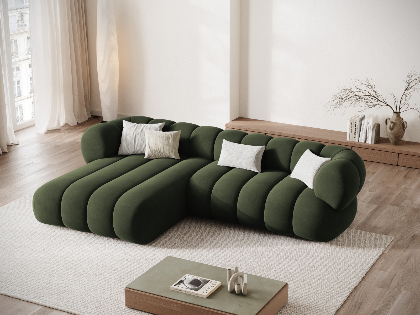Cosmopolitan Design Ecksofa Koge 5-Sitzer Samt Vogue Grün Links