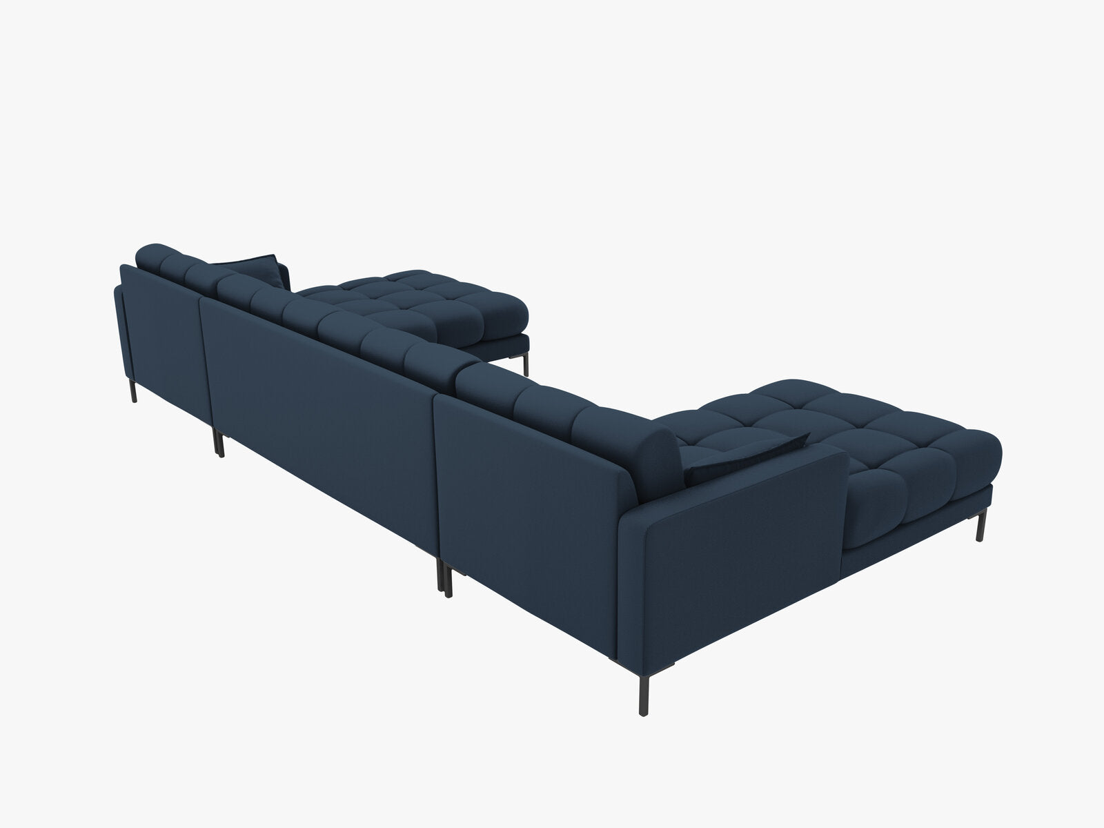Micadoni Panorama-Sofa Mamaia 6-Sitzer Strukturierter Stoff Neve Blau schwarze Beine