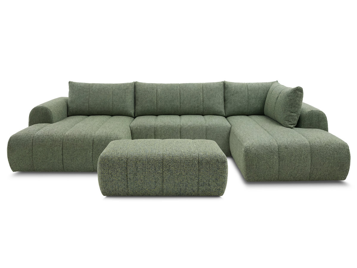 Bobochic Nesty Wohnlandschaft mit Pouf Melange-Stoff Hellgrün Ecke links