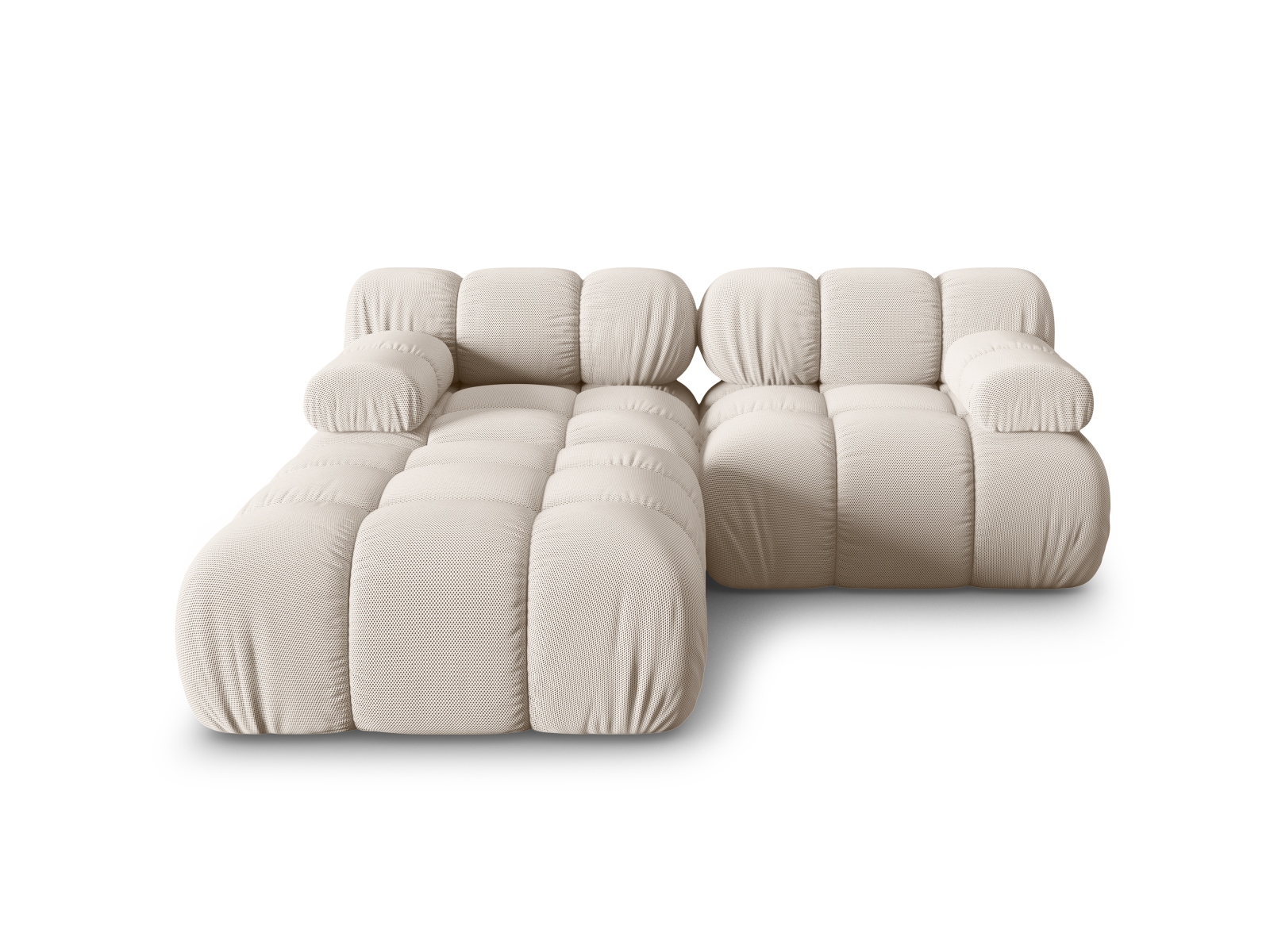 Micadoni Modulares Sofa Bellis 3-Sitzer mit flachem Modul 3D-Stoff Sonic Helles Beige
