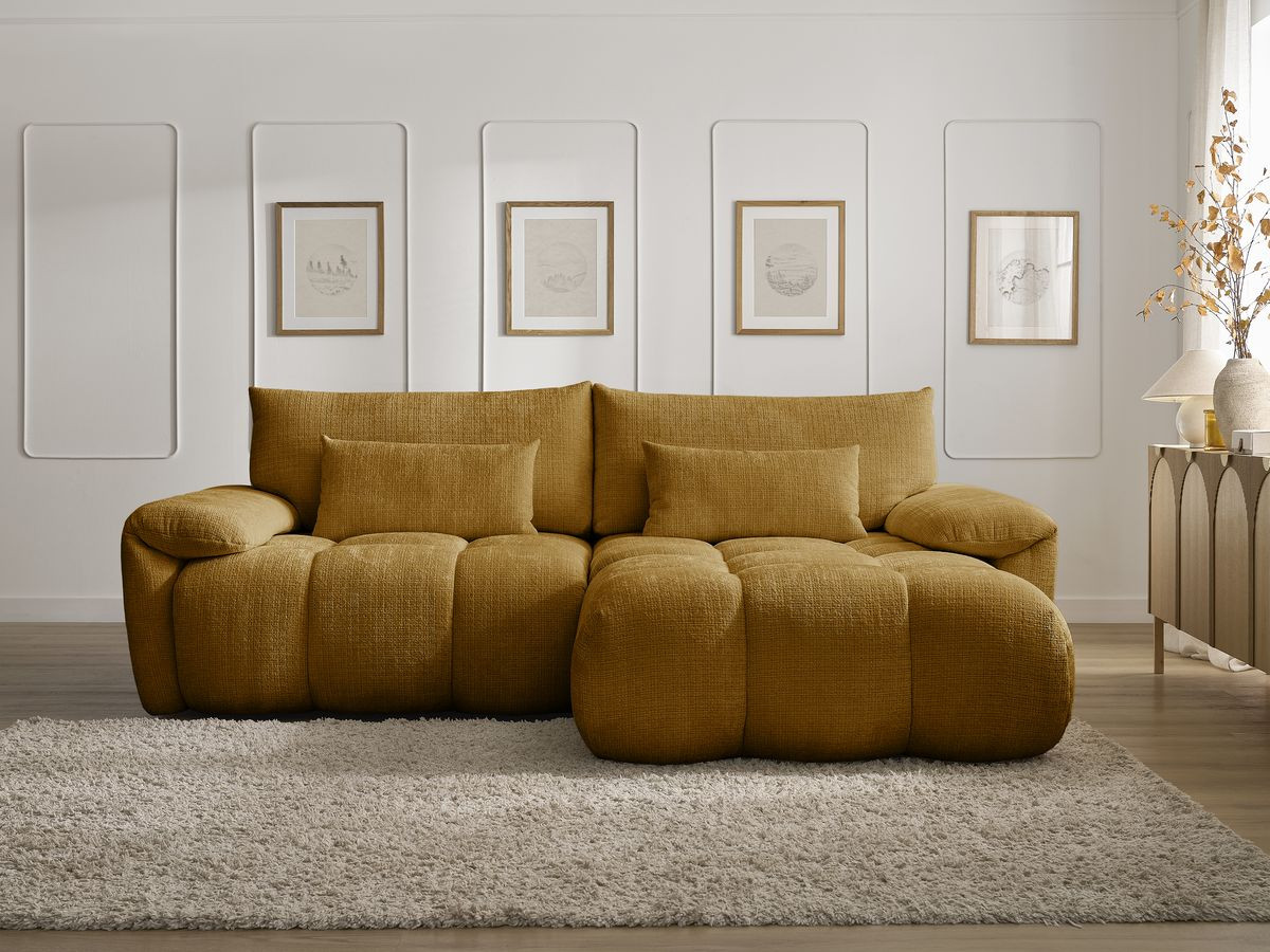 Bobochic Ivane Ecksofa Strukturstoff Gelb Ecke rechts