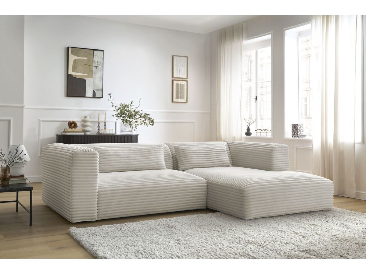 Bobochic Harry Ecksofa Breitcord weich Beige Ecke rechts