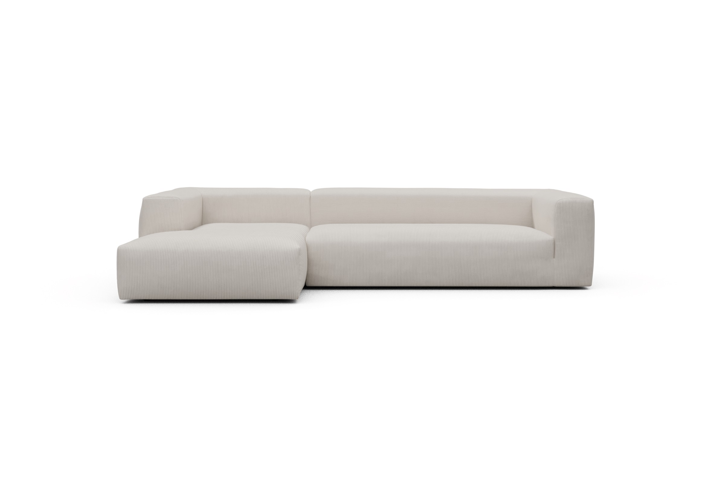 Ecksofa Fred Chaiselongue links mit 2,5-Sitzer Kord Corduroy 594-Ivory