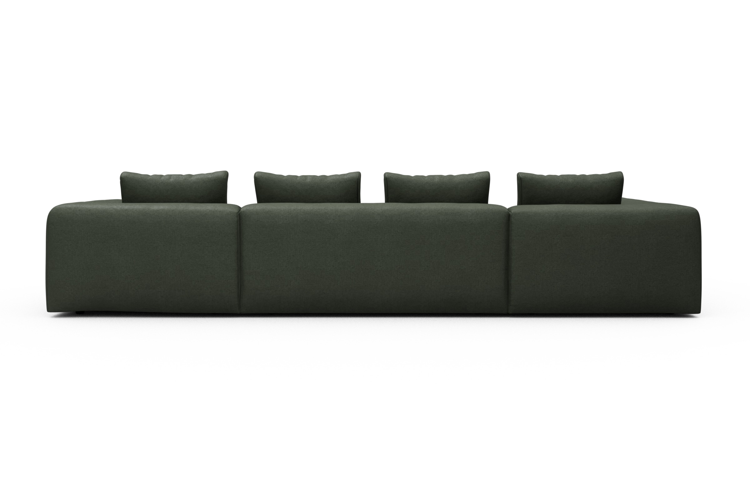 Wohnlandschaft Fred Relax-Ecke links mit 2-Sitzer und Chaiselongue rechts Denari-Forest-Green