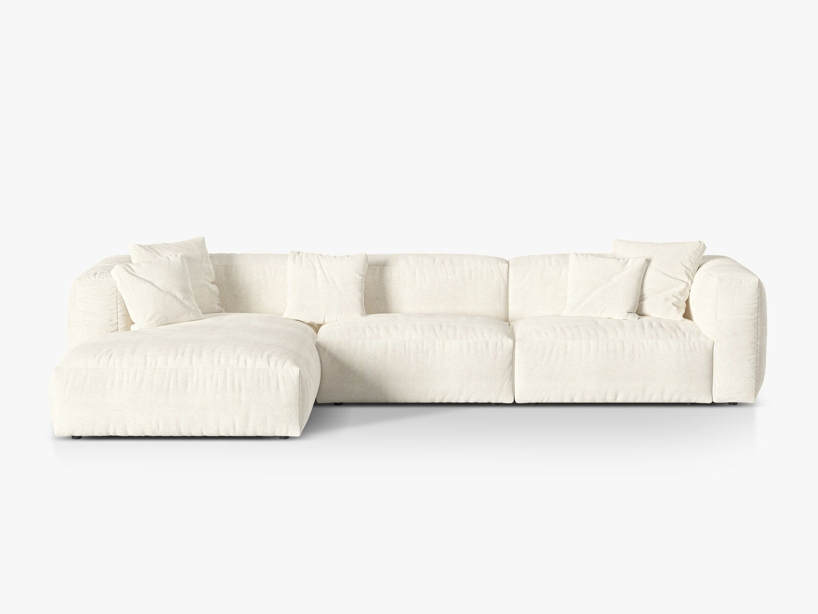 Micadoni Ecksofa Martina 3-Sitzer Links Boucle Monet Elfenbein