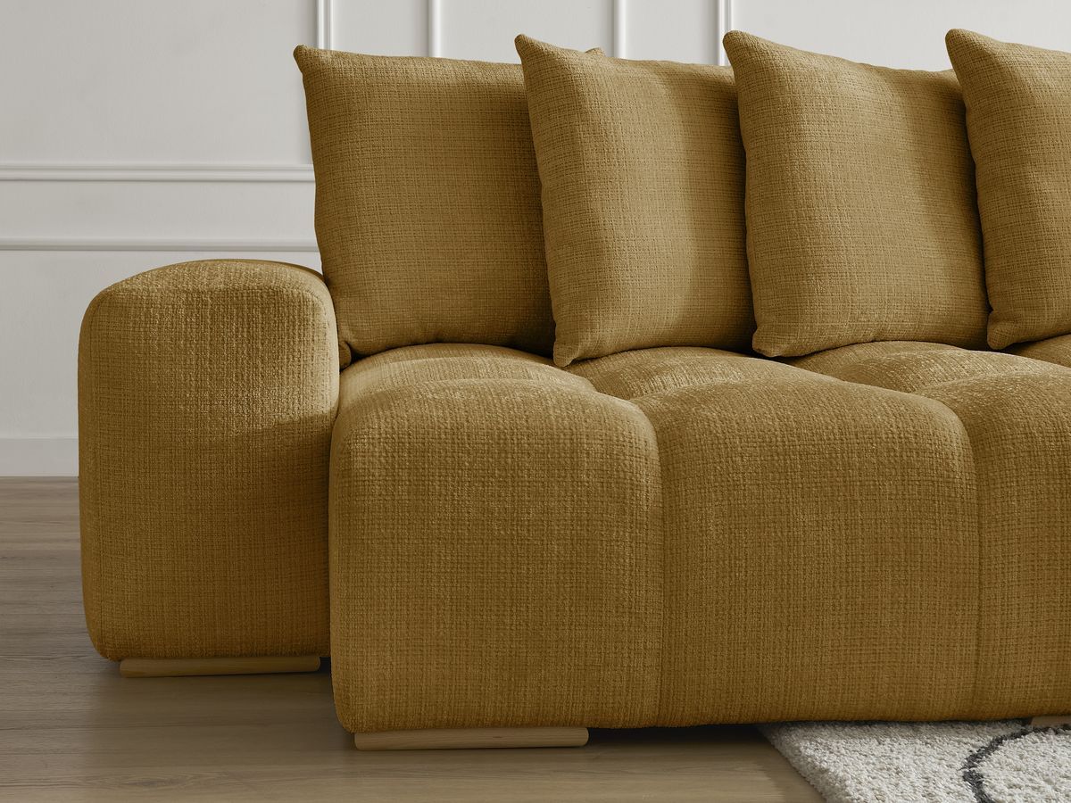 Bobochic Anakin Wohnlandschaft mit Pouf, 10 Kissen Strukturstoff Gelb
