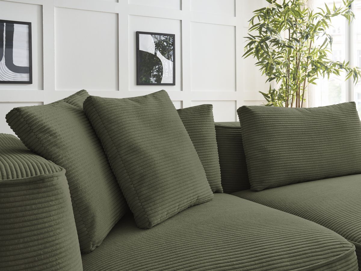 Bobochic Leopold Sofa 3-Sitzer Cordsamt Hellgrün Armlehne links