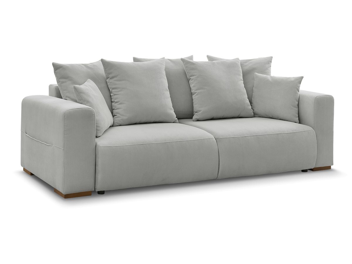 Bobochic Sidonie Schlafsofa 3-Sitzer mit Bettkasten Cordsamt Hellgrau