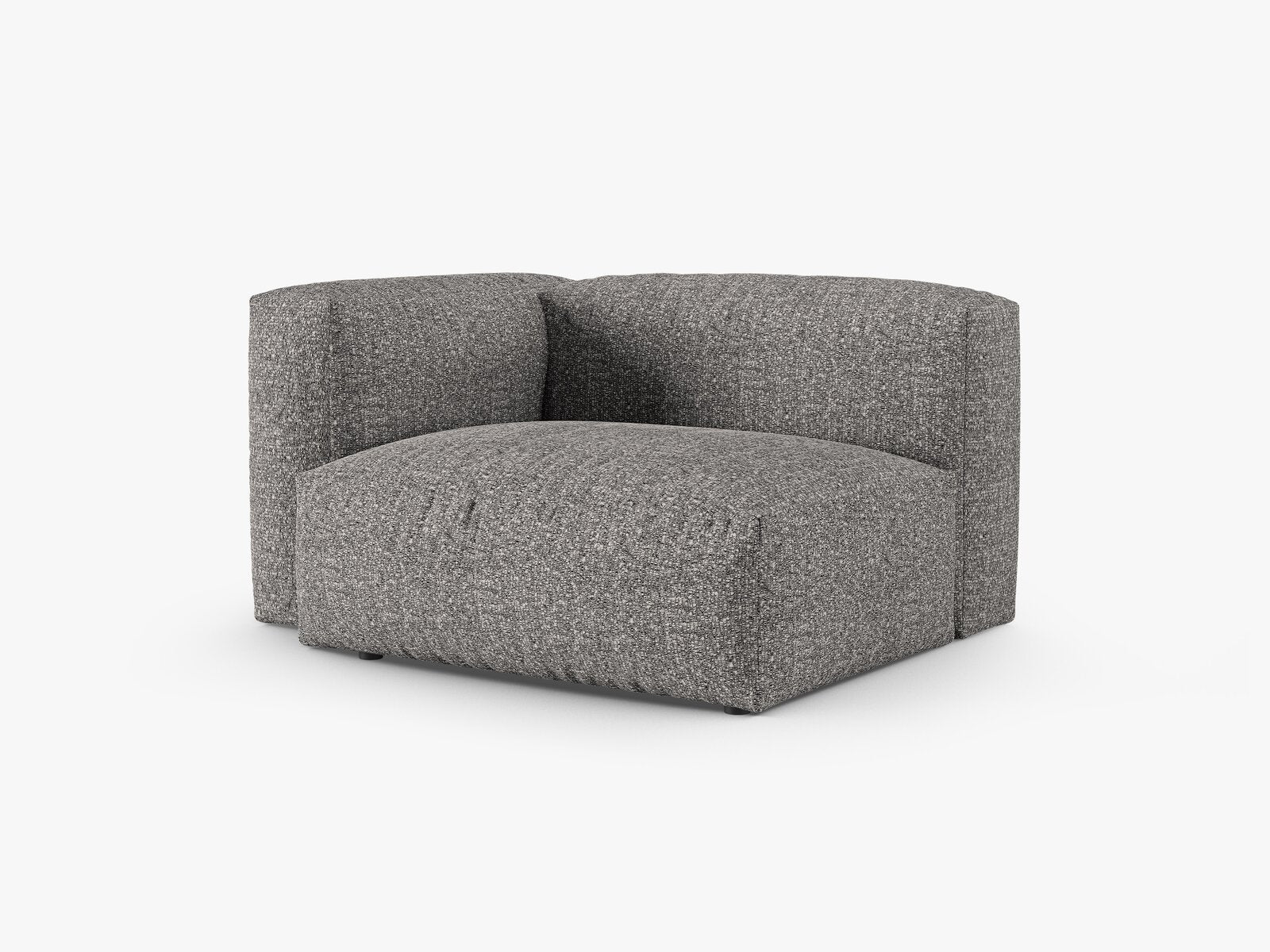 Micadoni Eckmodul mit Armlehne Martina 1-Sitzer 90cm Sitztiefe Links Boucle Monet Graphit