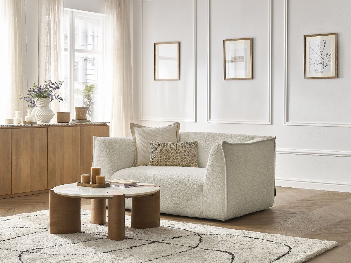 Bobochic Giorgia Sofa 2-Sitzer Bouclé-Stoff Beige