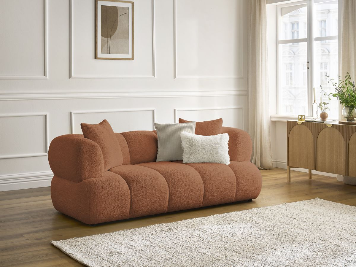 Bobochic Pamira Sofa 2-Sitzer Bouclé-Stoff Orange