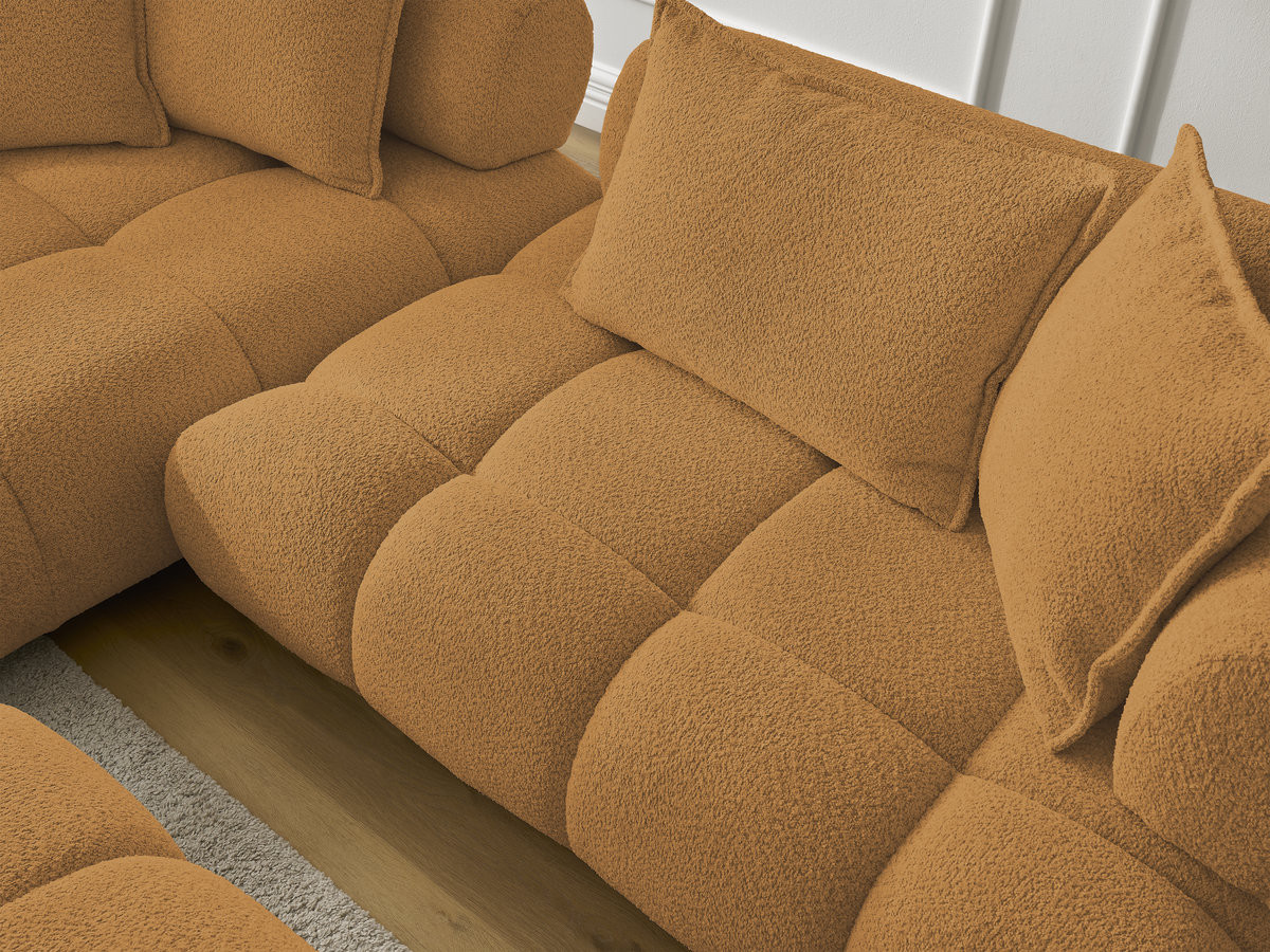 Bobochic Alya Ecksofa mit Pouf Bouclé-Stoff Gelb Ecke links