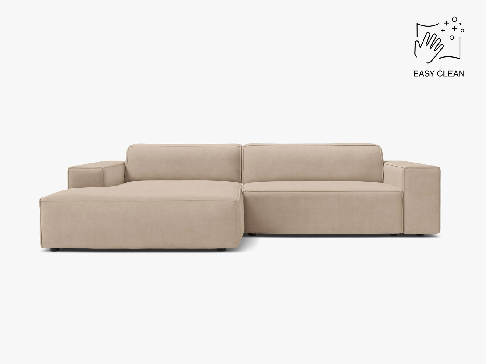 Micadoni Ecksofa Jodie 3-Sitzer Samt Venus Beige Links