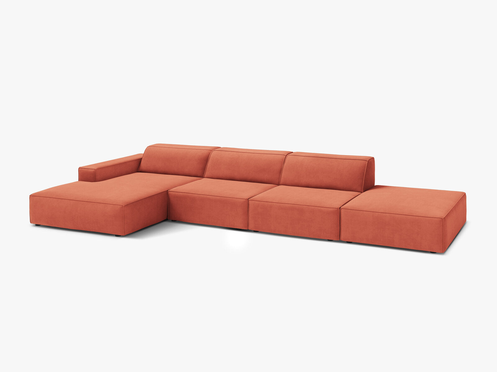 Micadoni Ecksofa Jodie 5-Sitzer Samt Venus Koralle Links