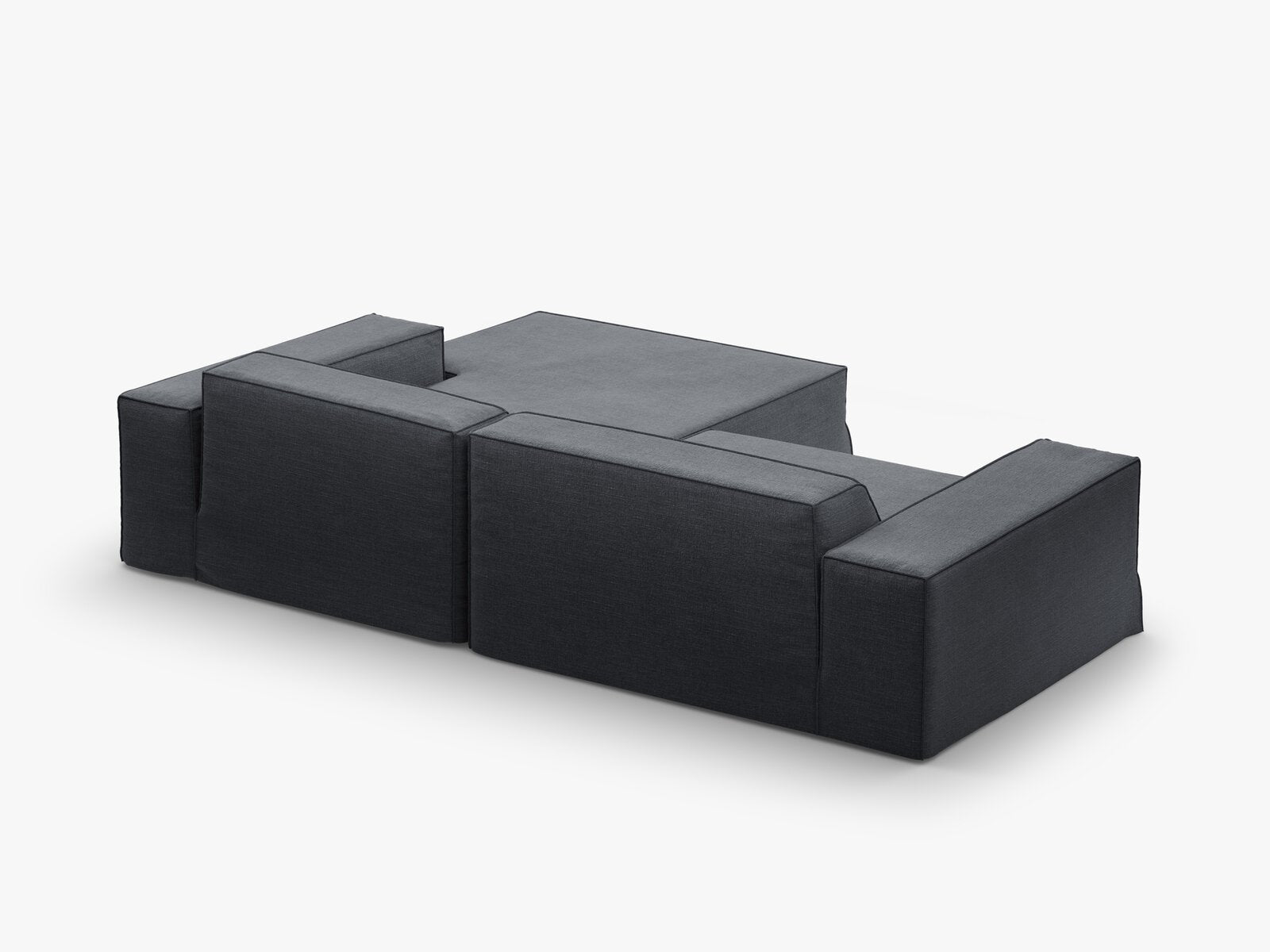 Micadoni Ecksofa Jodie 3-Sitzer Rechts Strukturierter Stoff Lins Grau und Blau
