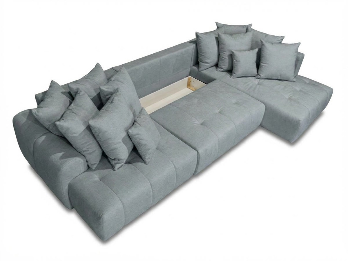 Bobochic Roxelane Wohnlandschaft mit Pouf Melange-Stoff Hellgrau Ecke links