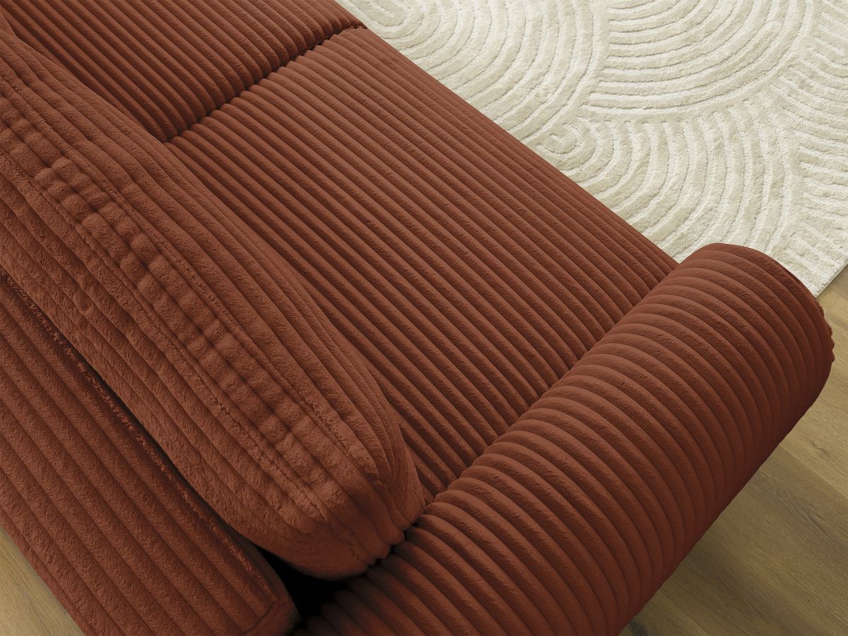 Bobochic Lucien Schlafsofa 3-Sitzer mit Bettkasten Breitcord weich Orange