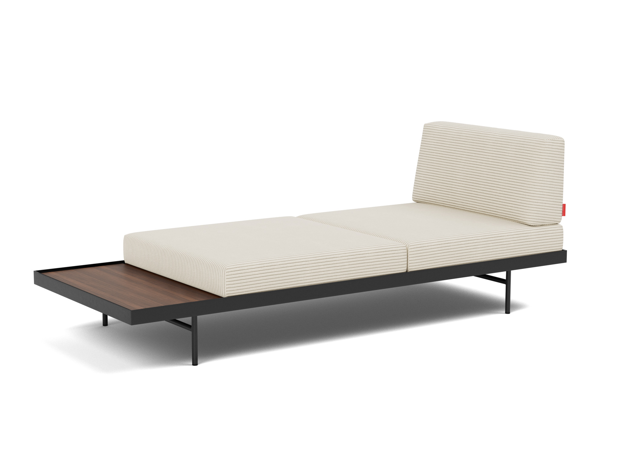 Tagesbett Puri Kord Corduroy 594-Ivory Beine mit Nussbaumtisch
