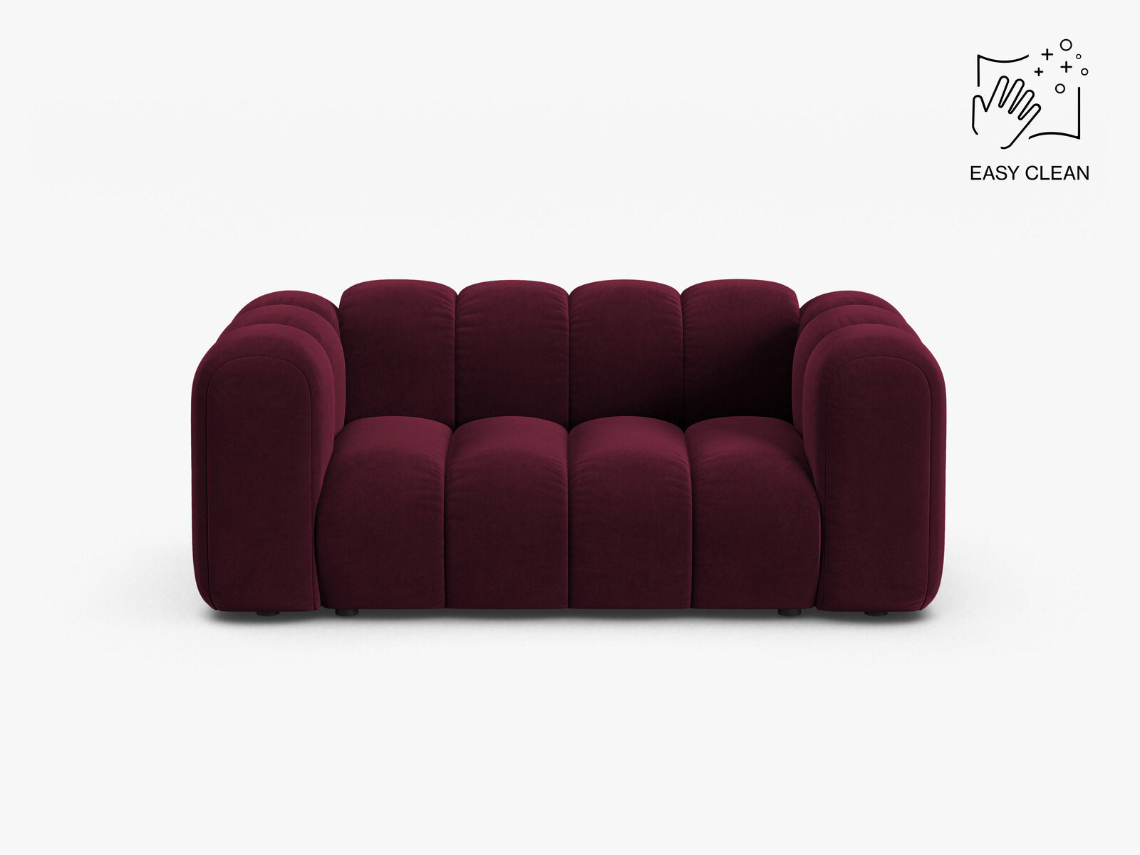 Micadoni Sofa Lupine 2-Sitzer kleine Version Samt Venus Burgunder