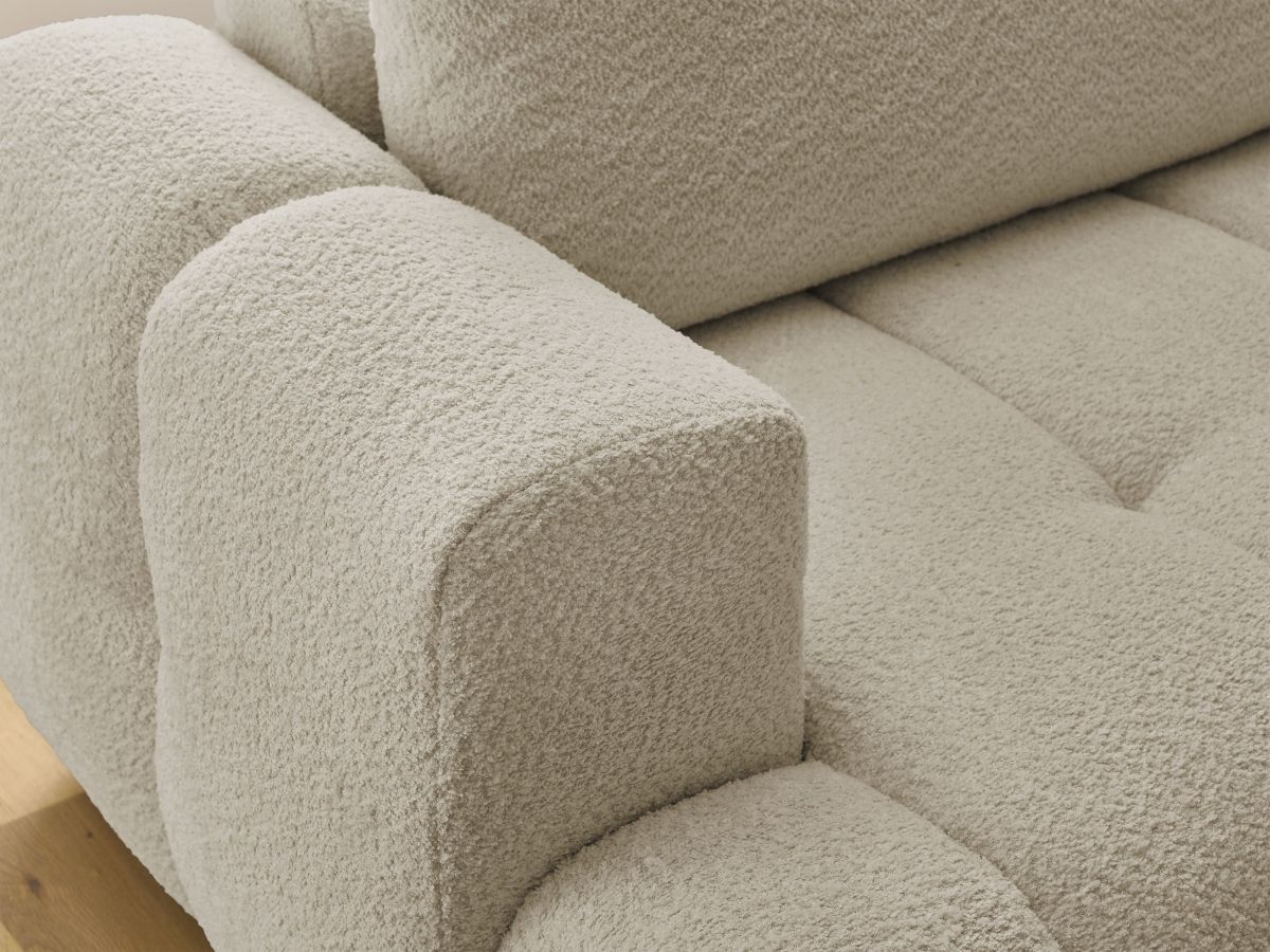 Bobochic Fuji Ecksofa mit Schlaffunktion und Bettkasten 282 × 204 cm Bouclé-Stoff Beige Ecke rechts