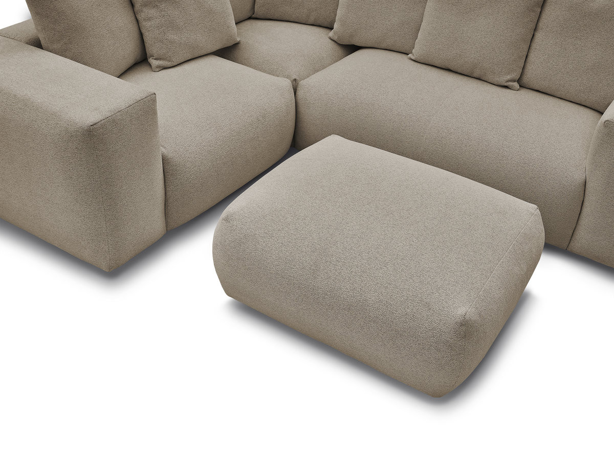 Bobochic Voltaire Ecksofa mit Pouf 268 × 214 cm Melange-Stoff Taupe Ecke links