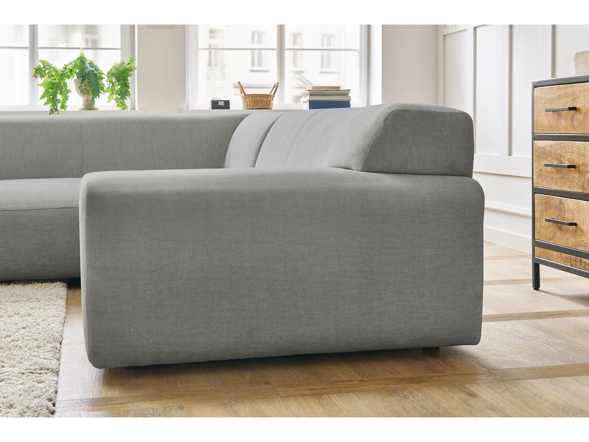 Bobochic Lavena Ecksofa 272 × 220 cm Samt Hellgrau Ecke links