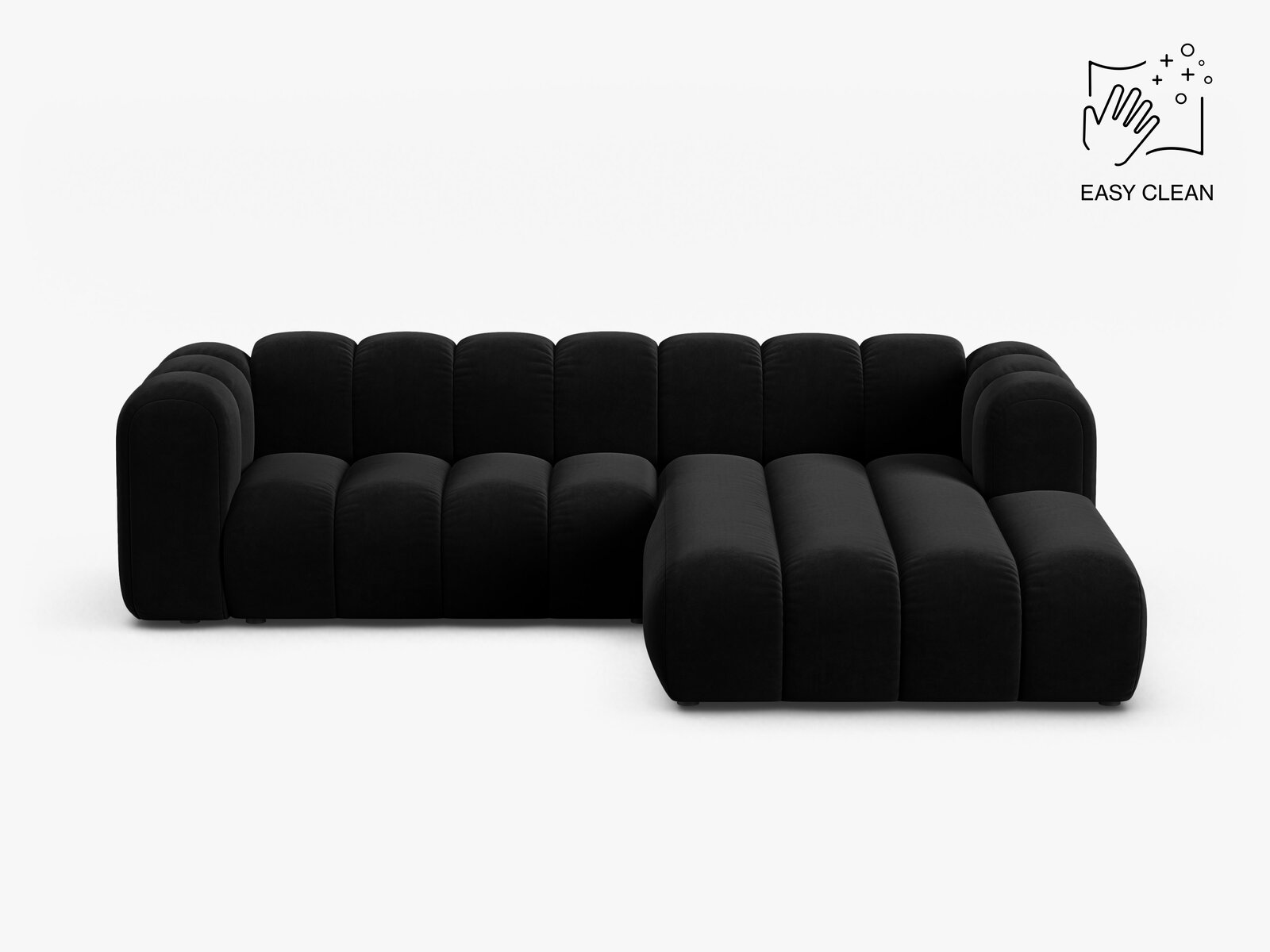Micadoni Modulares Ecksofa Lupine 4-Sitzer mittelgroß Rechts Samt Venus Schwarz