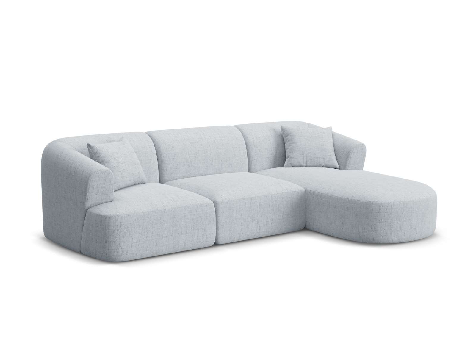 Cosmopolitan Design Ecksofa Campi 4-Sitzer Strukturierter Stoff Moly Hellgrau Rechts
