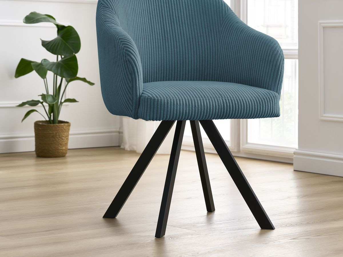 Bobochic Sophie Esszimmerstuhl 2er-Set mit Sternfuß Cordsamt Dunkelblau