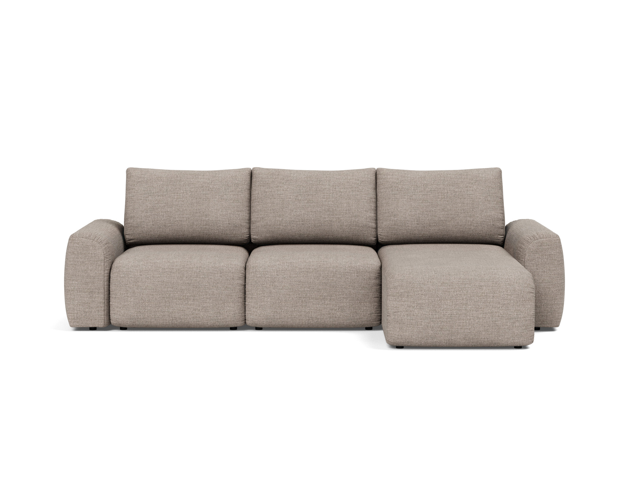 Schlafsofa Norum mit Chaiselongue und Chunky-Armlehnen Chenille Yuveno 472-Warm-Grey