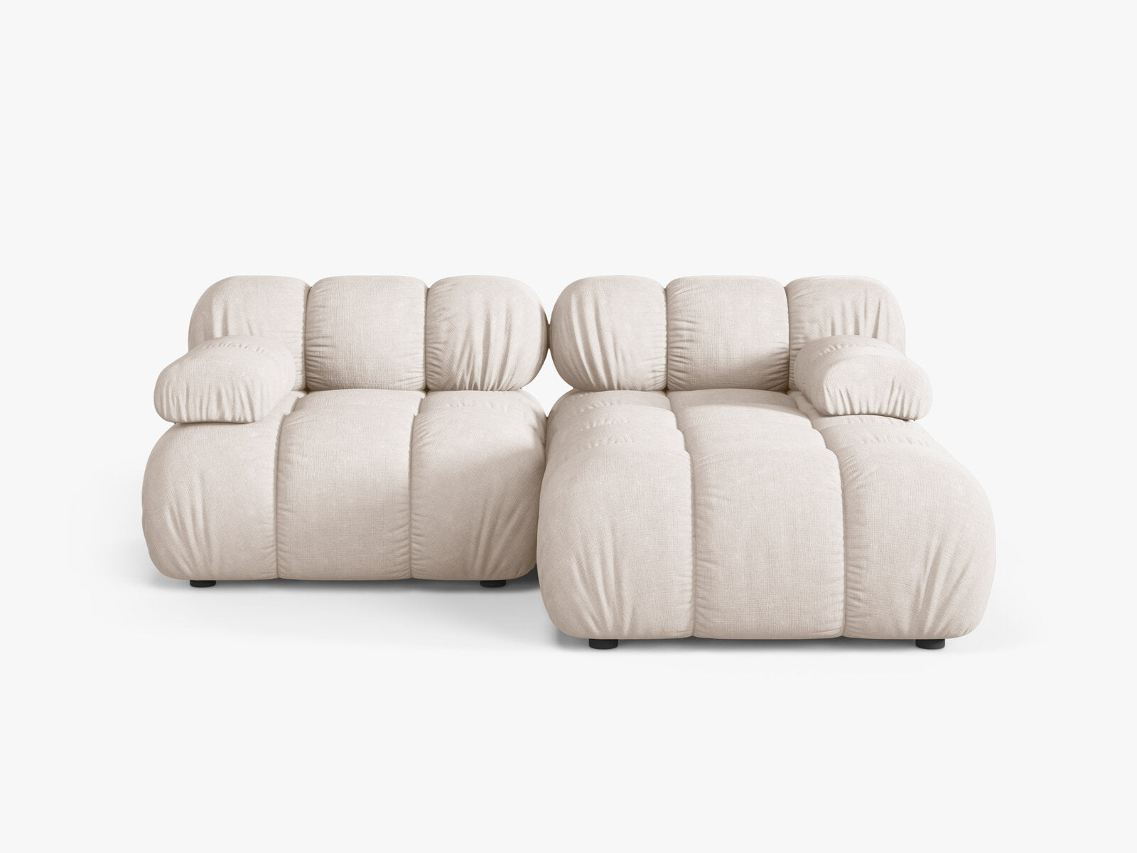 Micadoni Modulares Ecksofa Bellis 3-Sitzer Rechts Strukturierter Stoff Liberty Beige