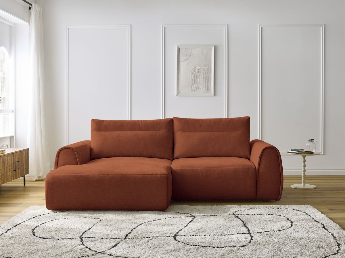 Bobochic Aden Ecksofa 246 × 152 cm Stoff Orange Ecke links