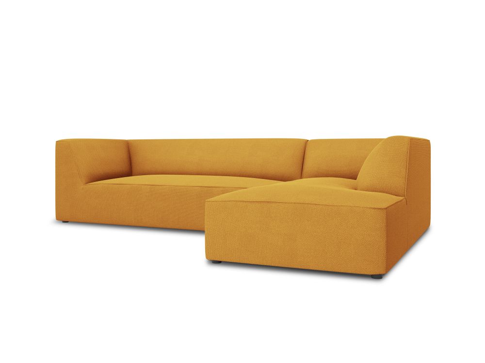 Cosmopolitan Design Ecksofa Siena 4-Sitzer Strukturierter Stoff Ottawa Gelb Rechts