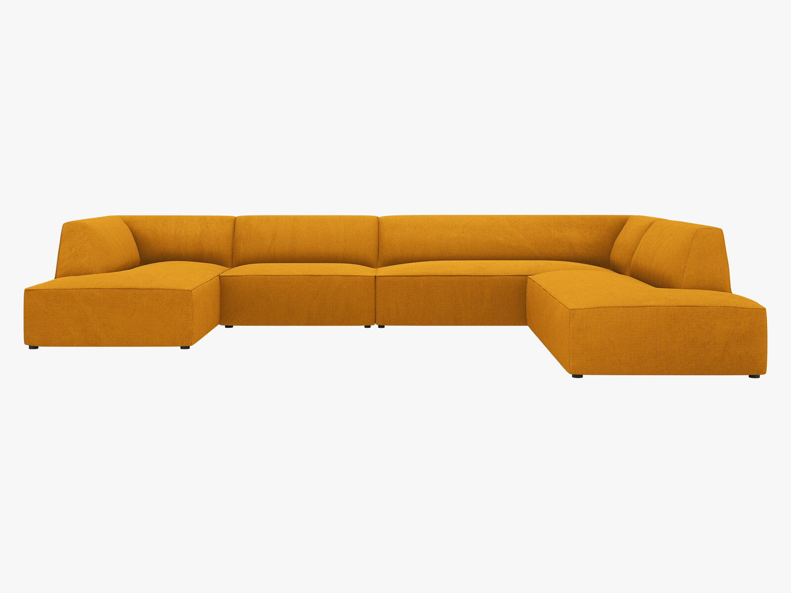 Micadoni Panorama-Ecksofa Ruby 7-Sitzer Rechts Kord Scala Gelb