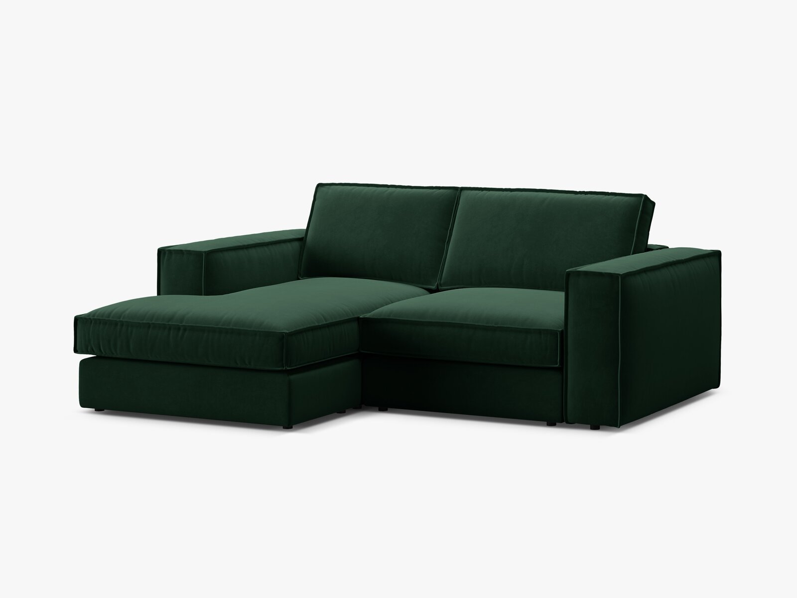 Micadoni modulares Ecksofa Pola 2-Sitzer kleine Version Links Samt Salvador Flaschengrün