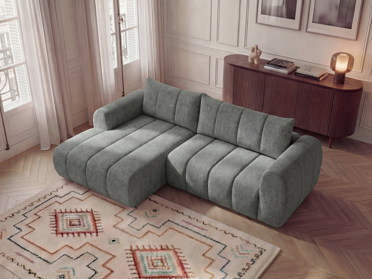 Bobochic Nesty Ecksofa 272 cm Melange-Stoff Dunkelgrau Ecke links
