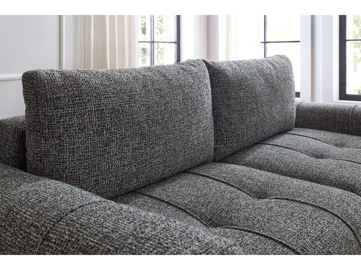 Bobochic Arsene Schlafsofa 3-Sitzer mit Bettkasten Melange-Stoff Dunkelgrau