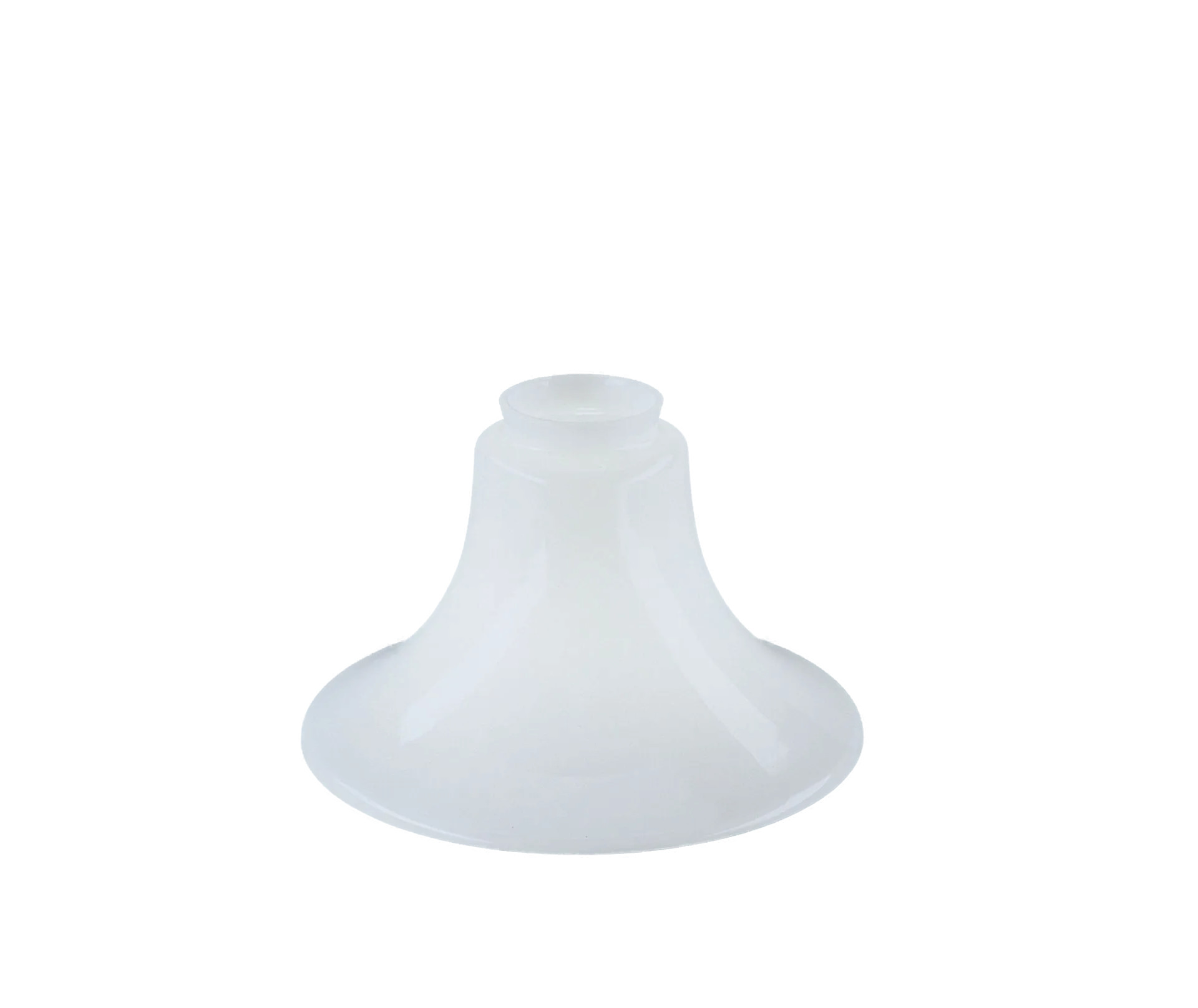 Berliner Messinglampen Glasschirm Nr. 41 Glockenform, Opalglas weiß glänzend