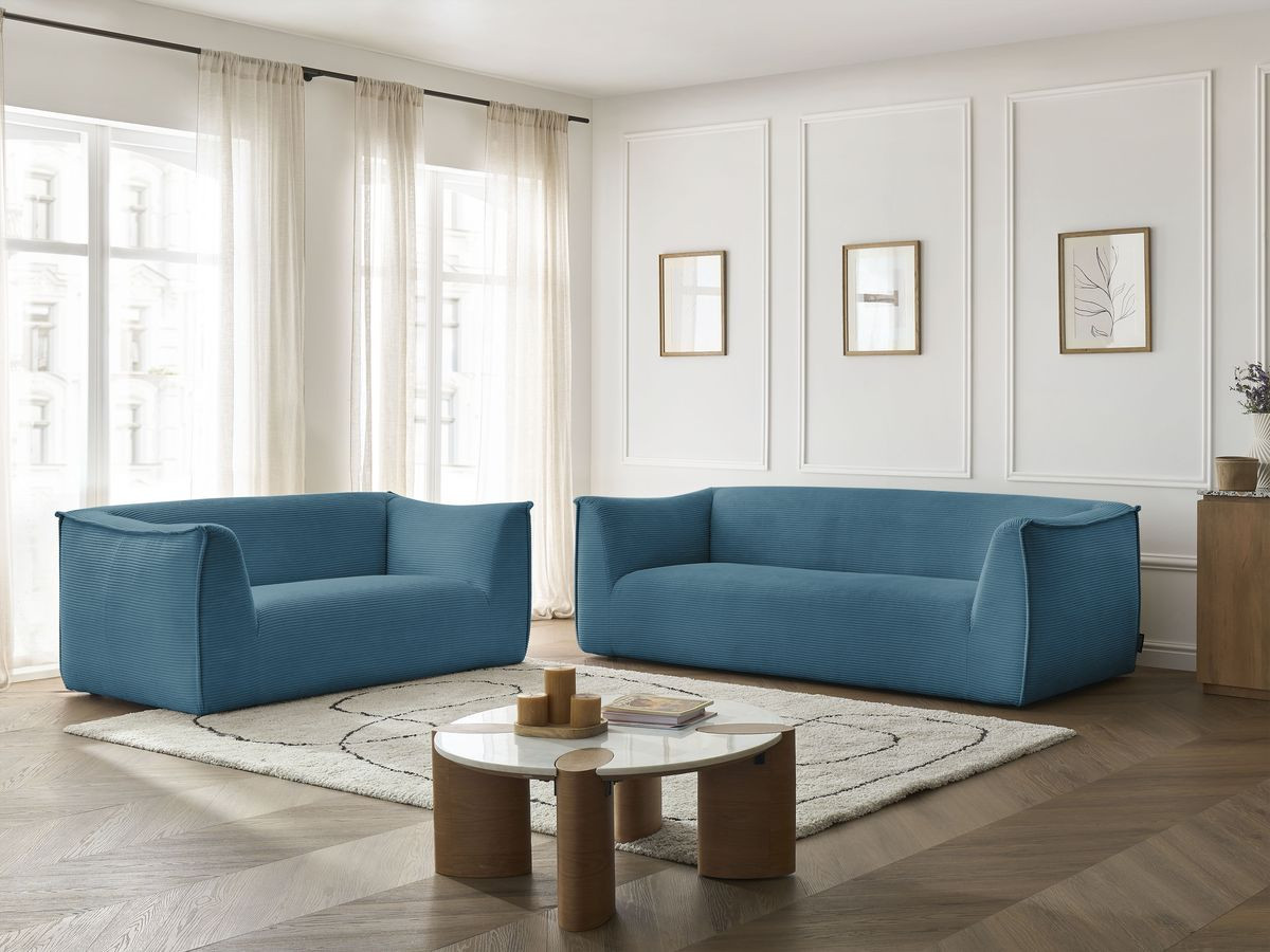 Bobochic Giorgia Sofa 5-Sitzer 412 × 100 cm Cordsamt Hellblau