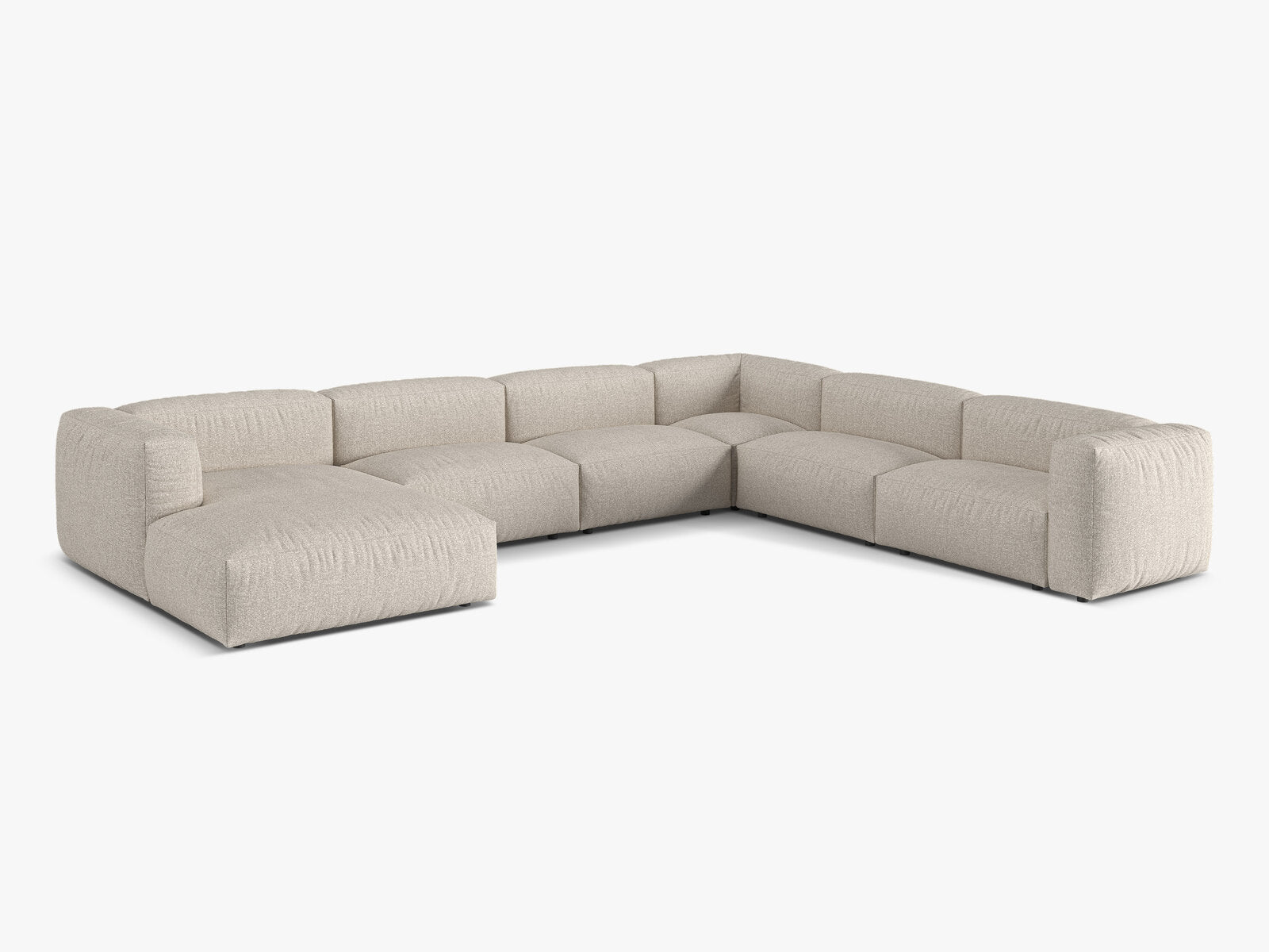 Micadoni modulares Ecksofa XL Martina 6-Sitzer Rechts Boucle Monet Beige