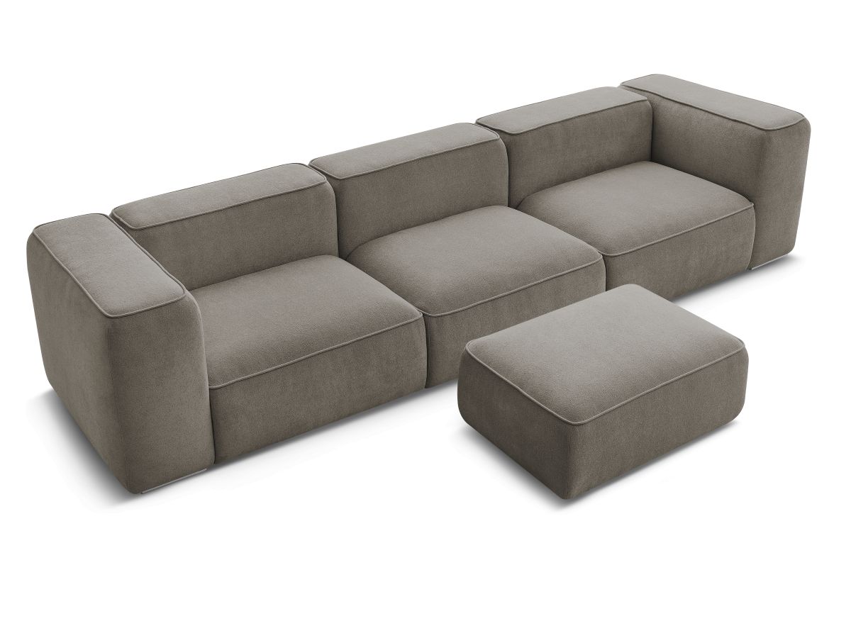 Bobochic Zephyr Sofa 4-Sitzer mit Pouf Strukturstoff Taupe