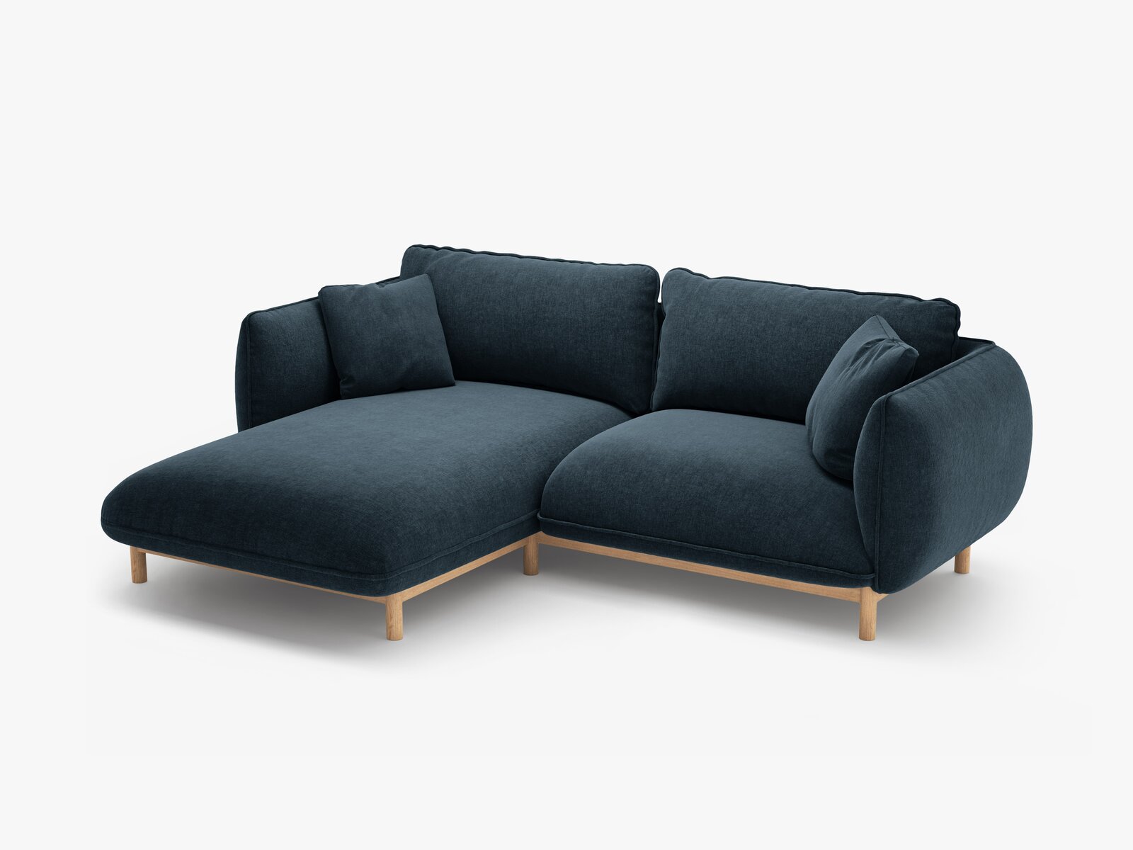 Micadoni Ada Ecksofa 3-Sitzer Links Strukturierter Stoff Wind Marineblau